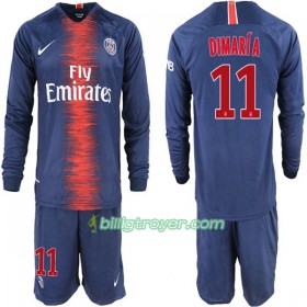 Billige Fotballdrakter Paris Saint-Germain Di Maria 11 Barn Hjemmedraktsett 2018/19 Langermet